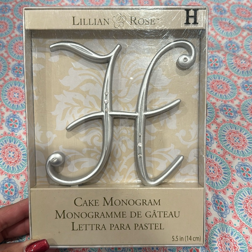 Monogram letter H cake topper